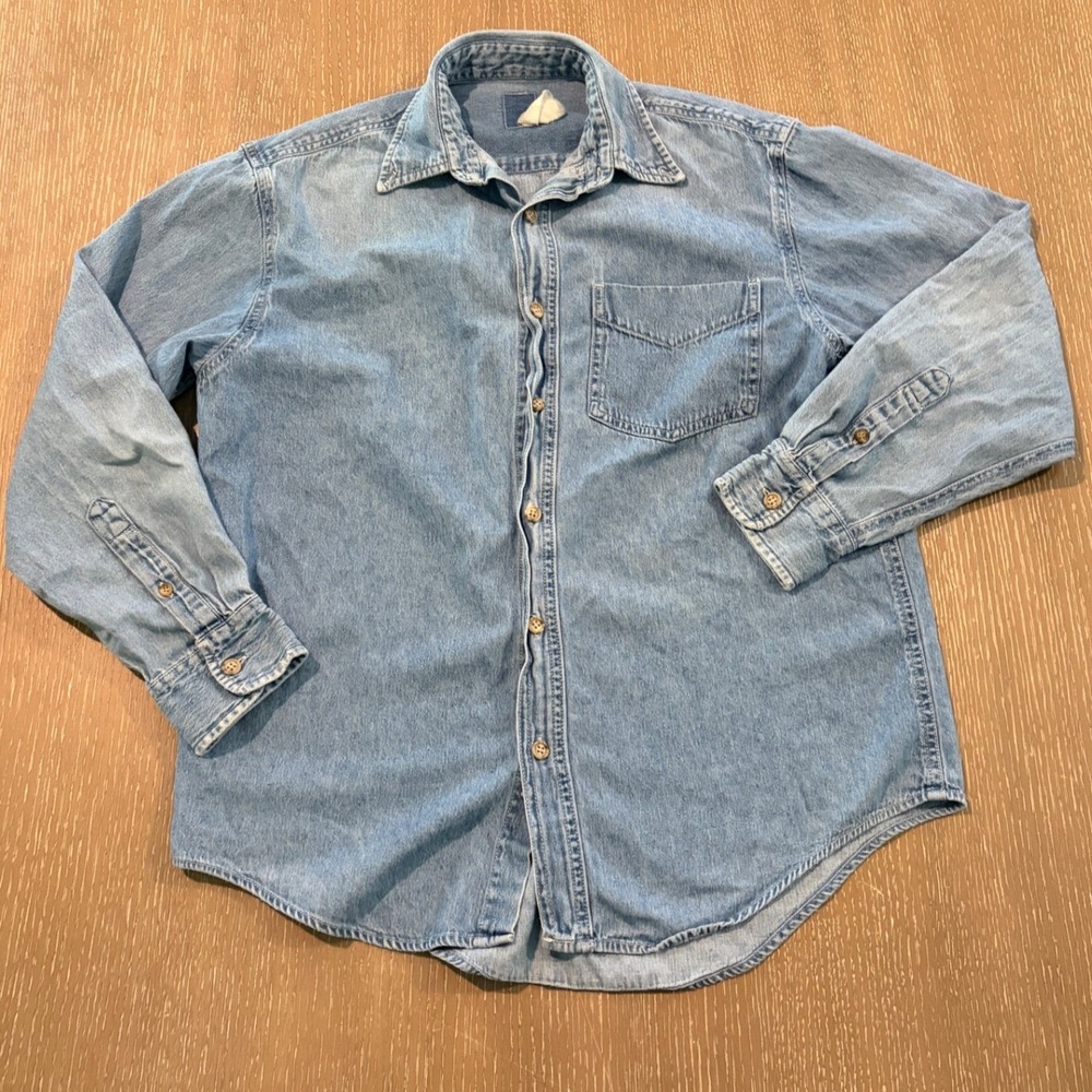 Old Navy Men's Small Vintage Denim Chambray Button Front Long Sleeve Shirt